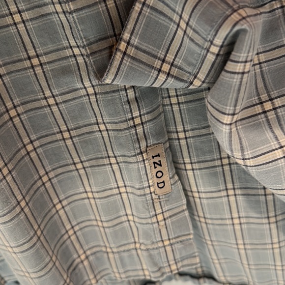 Men’s IZOD shirt- blue/gray/white size medium. - Picture 6 of 8